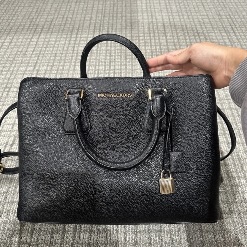 MICHAEL KORS Handbag Medium Black Leather Shoulder Bag Satchel Hobo